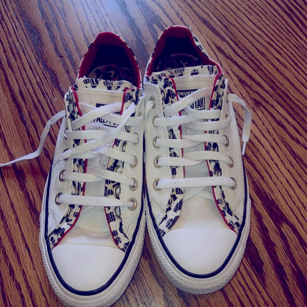 Converse Red Sneakers with Animal Print